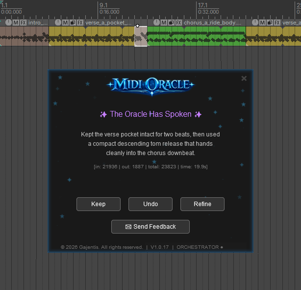 Generated MIDI appearing in REAPER timeline